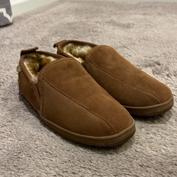 RJS Fuzzies Sheepskin Slippers House Shoes brown Mens Size 8 main image 9